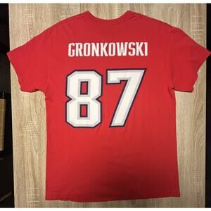New England Patriots Men's Rob Gronkowski #87 NFL Red T-Shirt Jersey Medium